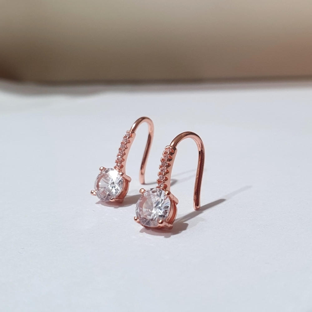 🎈NEW Rose Gold Diamond Drop Earrings - Picture 2 of 2